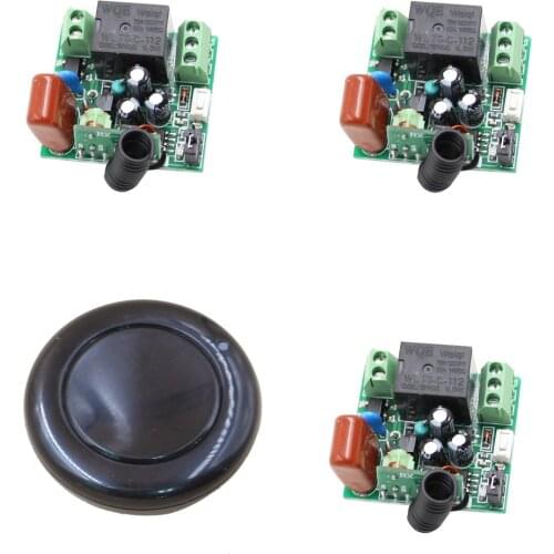 AC220V Wireless Remote Control Switch System RF Radio Controller Switch 1CH 10A Mini Relay 3 Receiver + Transmitter 315/433Mhz