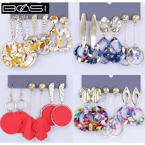 BOSI acrylic set earrings fashion jewelry drop earrings set Women minimalist long earrings kpop simple earring girls wholesale