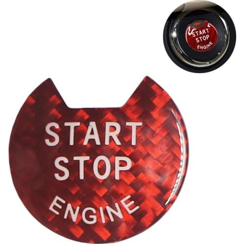 Car Keyless Engine Push Start Button Cover Red Real Carbon Fiber For Nissan Infiniti