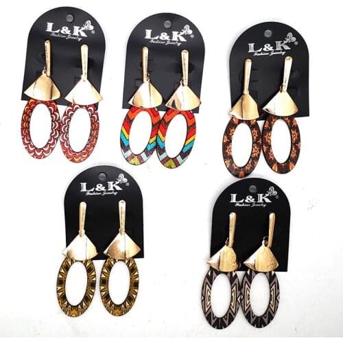 Free Shipping!Shinny gold color metal wooden earrings can mixed 4 designs