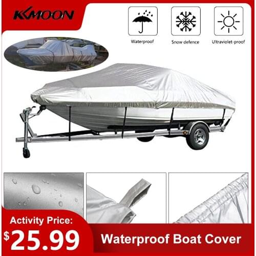 Boat Cover Yacht Outdoor Protection Waterproof Boat Cover Silver Reflective 300D Oxford Fabric Anti-smashing Tear Proof 11-22FT