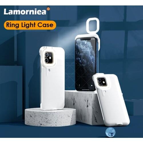 Ring Light Case For iPhone 11 With Flash Led Fill Light For Shot Fashion Case For iPhone X XS XR 12 Pro 6 6S 7 8 Plus Ringlight