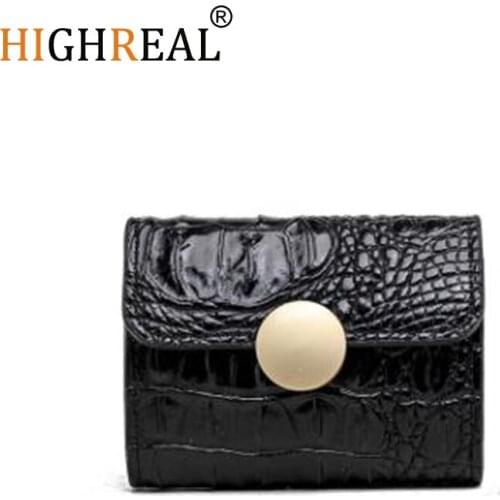 HIGHREAL Business Genuine Leather Card Holder Crocodile Pattern Wallet ID Card Holder Wallet Purse Pouch