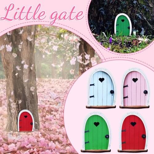 Wooden Fairy Garden Door Christmas Elf Door Decoration Miniature Fairy Garden Signs Doll House Door Dropship Garden Supplies