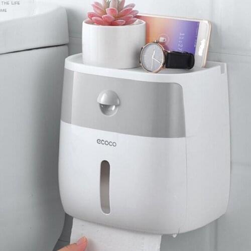 Bathroom Toilet Paper towel Holder Wall Mount Plastic WC Toilet Paper Holder with Storage Shelf Rack Paper Storage Box