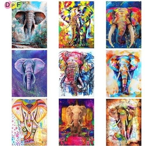 DPF 5D Diy diamond painting round and square full diamond "color elephant" embroidery cross stitch kit mosic home decoration