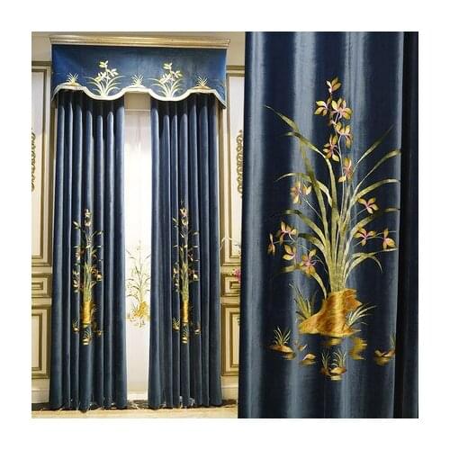 European curtain living room luxury atmosphere chenille embroidered window gauze floating window semi shading finished custom