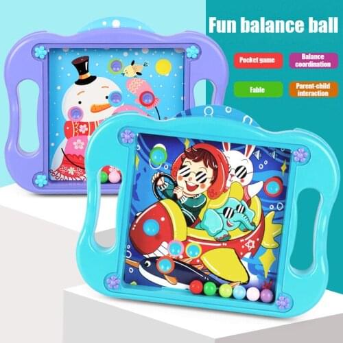 Ball Balance Puzzle Game Labyrinth Board Toys Puzzle Ball Brain Teasers with 10 Game Scenes Cards 2019 Kids Xmas Gift Dropship