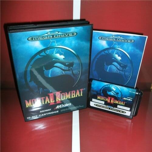Mortal Kombat 2 EU Cover with Box and Manual For Sega Megadrive Genesis Video Game Console 16 bit MD card