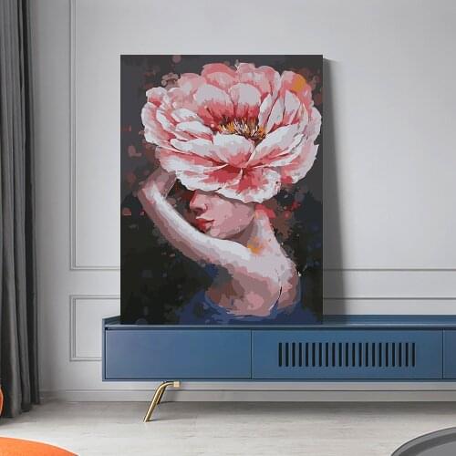 Flower and Girl Painting By Numbers Figure Picture Canvas By Numbers Modern Abstract Handpainted Oil Painting For Home No frame
