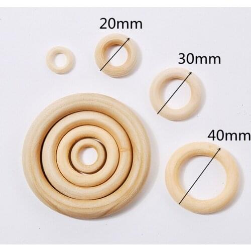 50Pcs Natural Wood Circle DIY Crafts Jewelry Making Wooden Ring Kids Toy Ornaments Accessories Ring Pendant Wood Rings