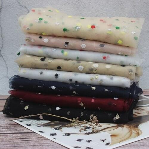 Soft Embroidery Dots Gauze Lace French Lace fabric Lovely Colorful Dotted Lace For Wedding Dress Bridal Veil Tutu by 1 Yard