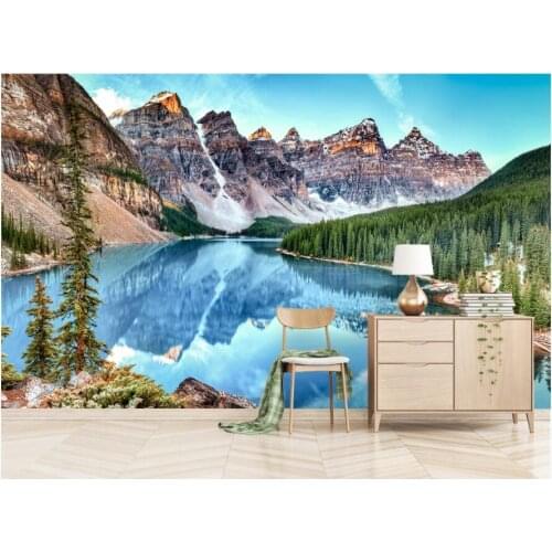 3d wall murals wallpaper for living room Simple forest lake snow mountain background home decor photo wallpaper for walls 3 d