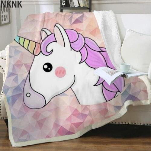 NKNK Brank Unicorn Blankets Rainbow Plush Throw Blanket Animal Bedspread For Bed Colorful Blankets For Beds Sherpa Blanket New