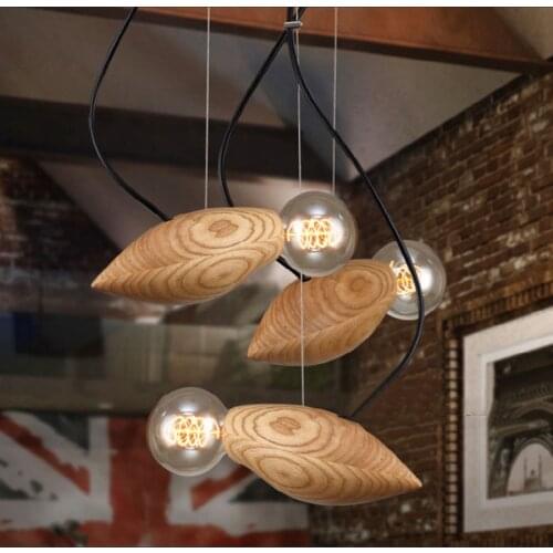 Nordic Simplicity LED E27 Pendant Light Modern Wooden Honeybee Hanging Light Creative Bee Shape Hanging Lamp For Loft Restaurant
