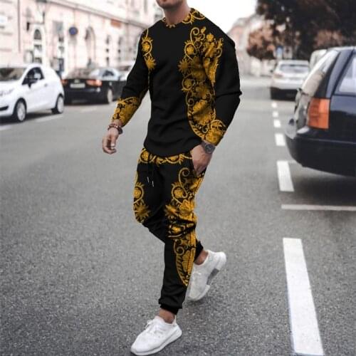 2021 new summer mens sports suit mens sportswear quick-drying T-shirt trousers 2 large size T-shirts