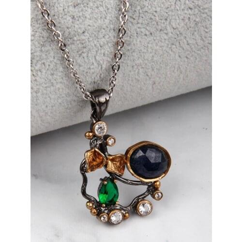 Sapphire Custom Workmanship 925 Sterling Authentic Silver Necklace