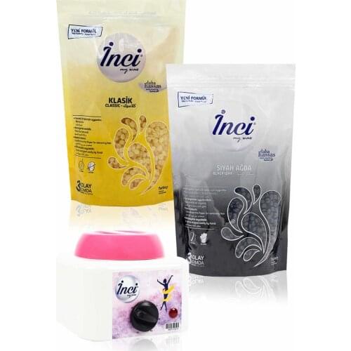 Pearl waxing yellow + Black 2 PCs 200 grams (total 400 gram) + waxing heater machine hard beads wax, hair removal, painlessly bezsiz