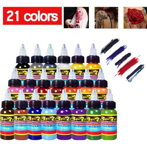 21pcs 30ML Semi Permanent Natural Plant Tattoo Pigment Permanent Makeup Tattoos Inks Pigment for Body Art Paint Tattoo Color