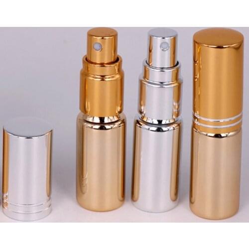 Gold 5ml Mini Portable Refillable Perfume Atomizer Travel Empty Glass Vial Spray Bottles Water Container Packing Parfum 500pcs