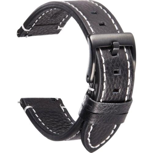 Quick Release Leather Watchband Italian Genuine Leather Black Brown Black Man Women Handmade Wrist Watch Band Strap Metal Buckle