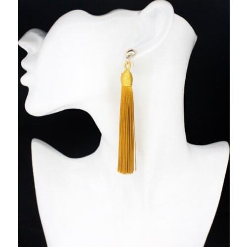 Bohemian Brincos Earrings For Women Golden Beads Suspension Long Colorful Tassel Fringed Pendant Jewelry Trendy Dangle Earings