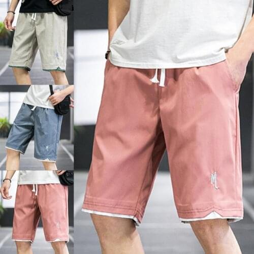 Summer Casual Shorts Men Fashion Style Fake Two Piece Men Shorts Knee Length Loose Wide Leg Straight Sweat Shorts Streetwear