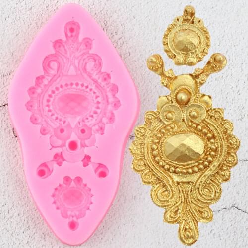 DIY Diamonds Gem Silicone Molds Vintage Jewelry Cupcake Topper Fondant Mold Cake Decorating Tools Candy Chocolate Gumpaste Mould