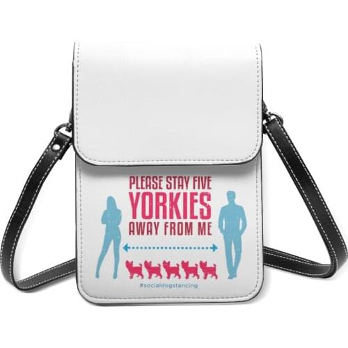 Yorkshire Terrier Shoulder Bag Funny Leather School Mobile Phone Bag Female Bulk Bags