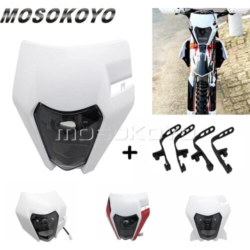 Supermoto 45W/20W Hi Lo Beam LED Visor Headlamp Mask Kit For FE FC 250 350 Enduro Motocross Headlight EXC Six Days