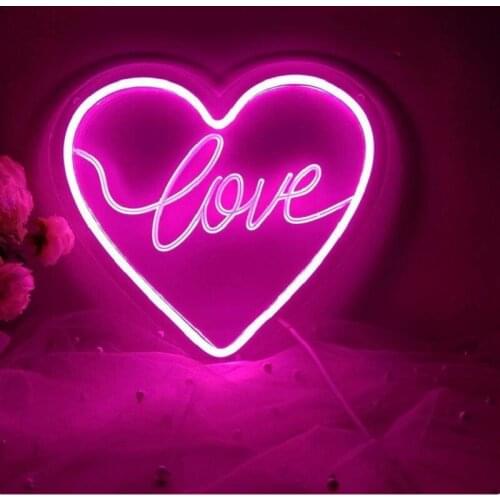 Custom LOVE Led Flex Transparent Acrylic Neon Sign Light Wall Hanging for Home Room Bedroom Wedding Decoration Party Backboard