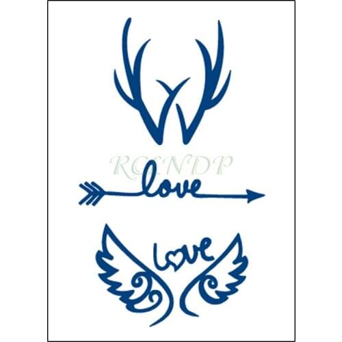Waterproof Temporary Juice Ink Sticker Antlers Love Element Arrow Wings Pattern Fruit Gel Long Lasting Tattoo for Men Women