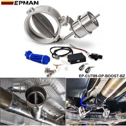 Exhaust Control Valve With Boost Actuator Cutout 89mm Pipe Opend with Wireless Remote Controller Set EP-CUT89-OP-BOOST-BZ