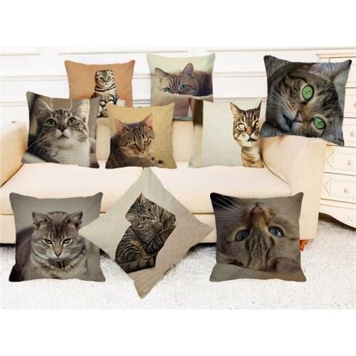 XUNYU 45x45cm Kids Room Decoration Super Cute Raccoon Cat Cushion Cover Linen Pillowcase Home Sofa Car Decorations Pillowcase