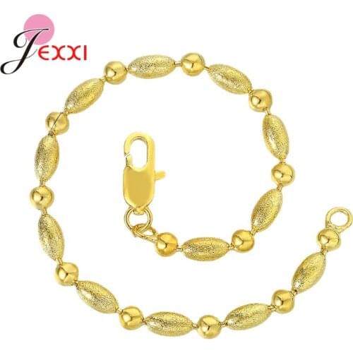 Punk Gold Oval Barrel Beads Bracelet Round Bead Glossy Heart Bracelet Charms Bangle Fashion Jewelry Gift Party Gifts