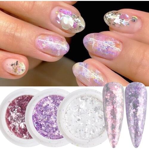 1pcs Opal Pigment Glitter Nail Art Powder Shimmer Flake Hologarphic Paillette Mermaid Irregular Sequins DIY Decorations LY1857-1