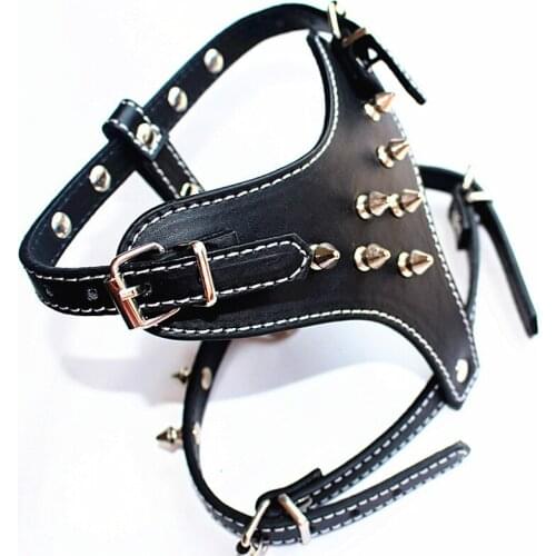 1 pcs PU Leather Dog Harness Pet Spikes Studded Harness For Dogs Pet Accessories Dog Harness Chest Adjustable Mascotas