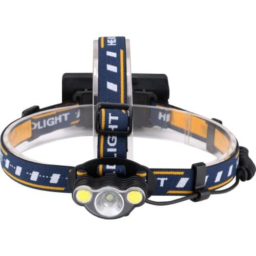 1*T6+2*COB LED Headlamp White + Red Light Headlight 7 Modes Head Flashlight Forehead Torch Lamp for Camping