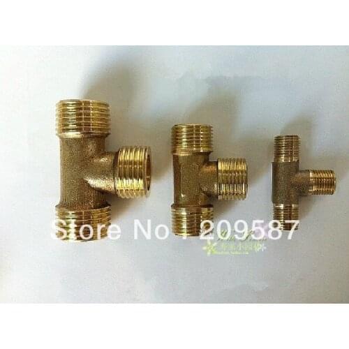 2pcs 3 ways 1/4" BSP Tee Male Connection Pipe Brass Coupler Adapter