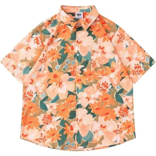 2021 Chic Short Sleeve Hawaiian Shirt Men Summer Floral Casual Beach Dress Shirts Women Korean Clothes Camisa Social Masculina