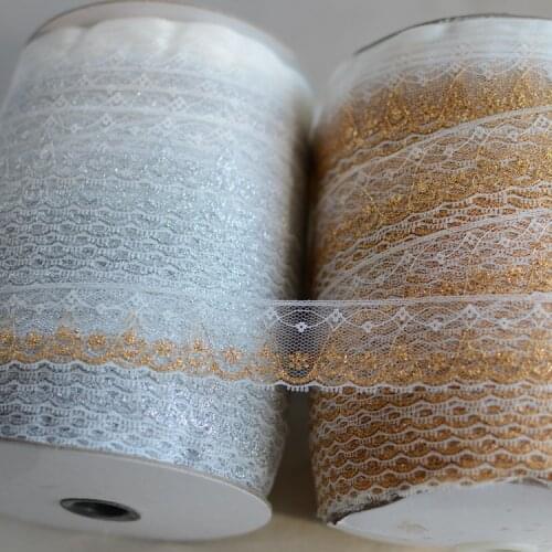 3 Meters Soft Mesh Gold Silver Small Flower Embroidered Lace Decoration Accessories Lace Trim 3cm Width