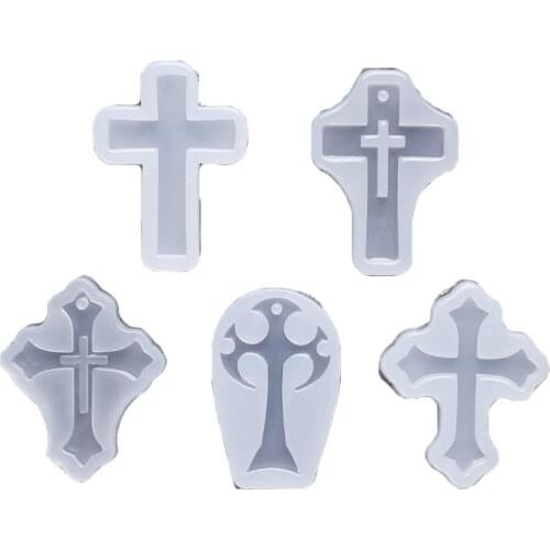5pcs/set Cross Silicone Epoxy Mold Resin Pendant Crafts DIY Jewelry Making Mould
