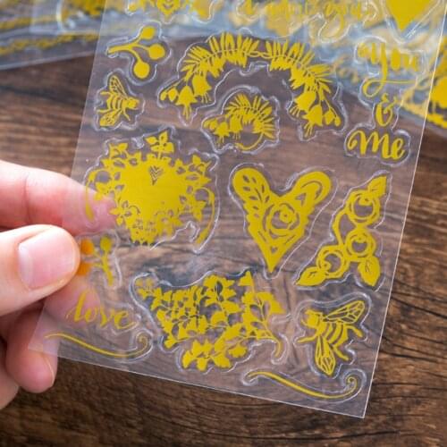 6pcs/lot Kawaii Bronzing love flower Decoration Label Scrapbooking Stickers Collection Colored Gift