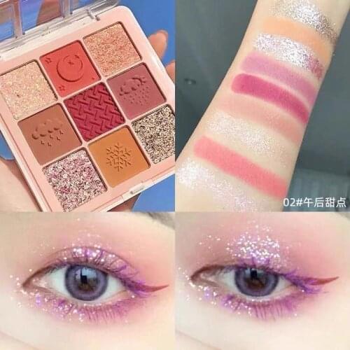 9 Color Matte Shimmer Glitter Eye Shadow Palette Pigmented Makeup Pearlescent Metallic Eyeshadow Pallete Cosmetic Makeup Palette