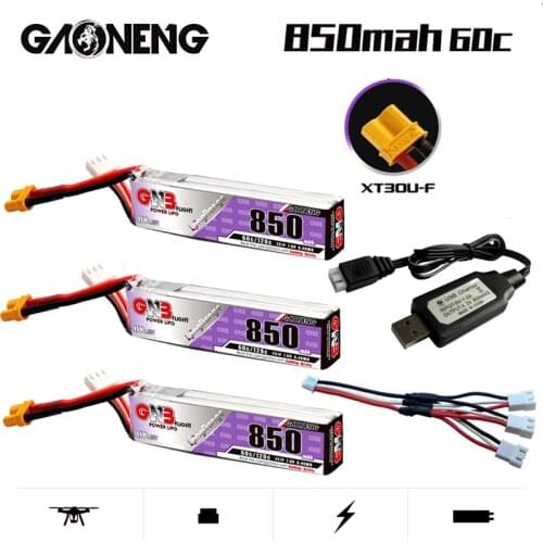 GNB 7.6V 2S 850mAh Max 120C HV Lipo Battery With Charger for Happymodel FPV Racing Cine Whoop BetaFPV Drone RC Part XT30U-F Plug