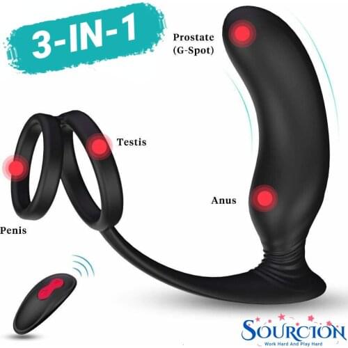 Sourcion Anal Sex Toys Prostate Massager Male Vibrators Penis Ring 9 Vibration Mode Wireless Remote Control Vibrator for Men