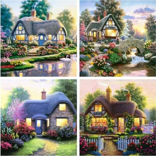 AZQSD Diamond Painting 5d House Embroidery Sale Scenery Full Drill Square Picture Of Rhinestones Diy Needlework Gift Home Decor