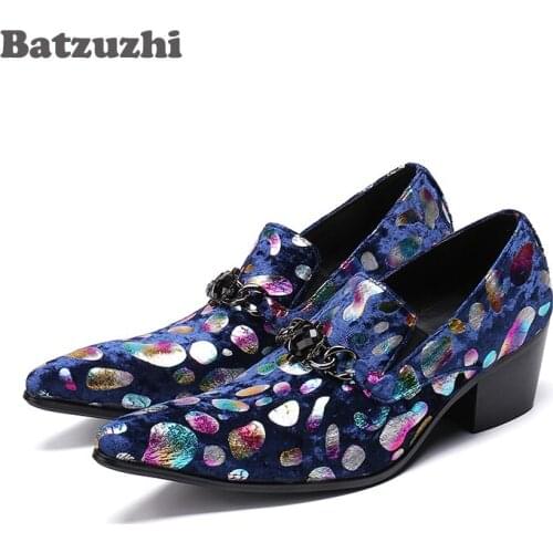 Batzuzhi Brand Luxury Mens Shoes 6.5cm High Heel Men Leather Shoes Pointed Toe Handmade Party and Wedding Men Shoes, Big US12