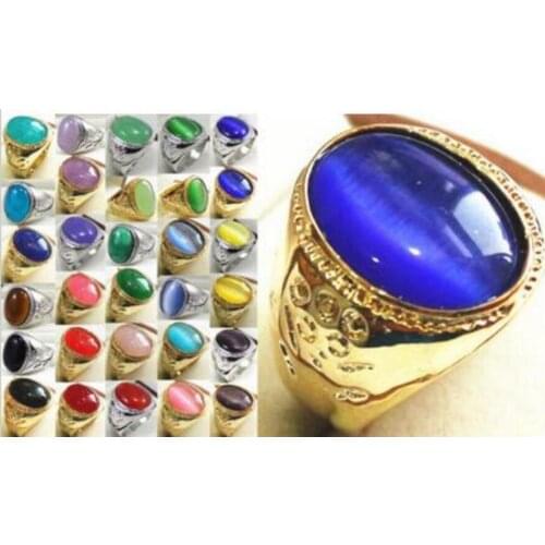 Free Shipping Wholesale 13*18mm green pink red blue yellow purple blue opal/ / tiger eye stone ringg