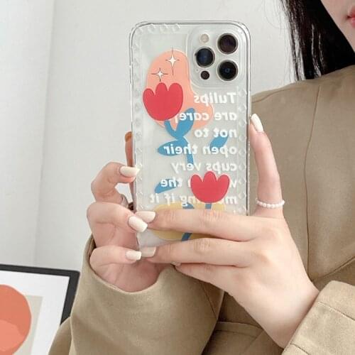 Cute Letters Flowers Transparent Phone Case for iPhone 6 6S 7 8 Plus X XS MAX XR Back Cover Best Gift Phone Cases Coque